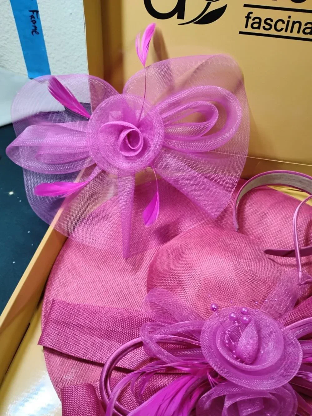 Fuchsia Pink Fascinator Hat Dressfan Headband Wedding Tea Party Derby Bridal